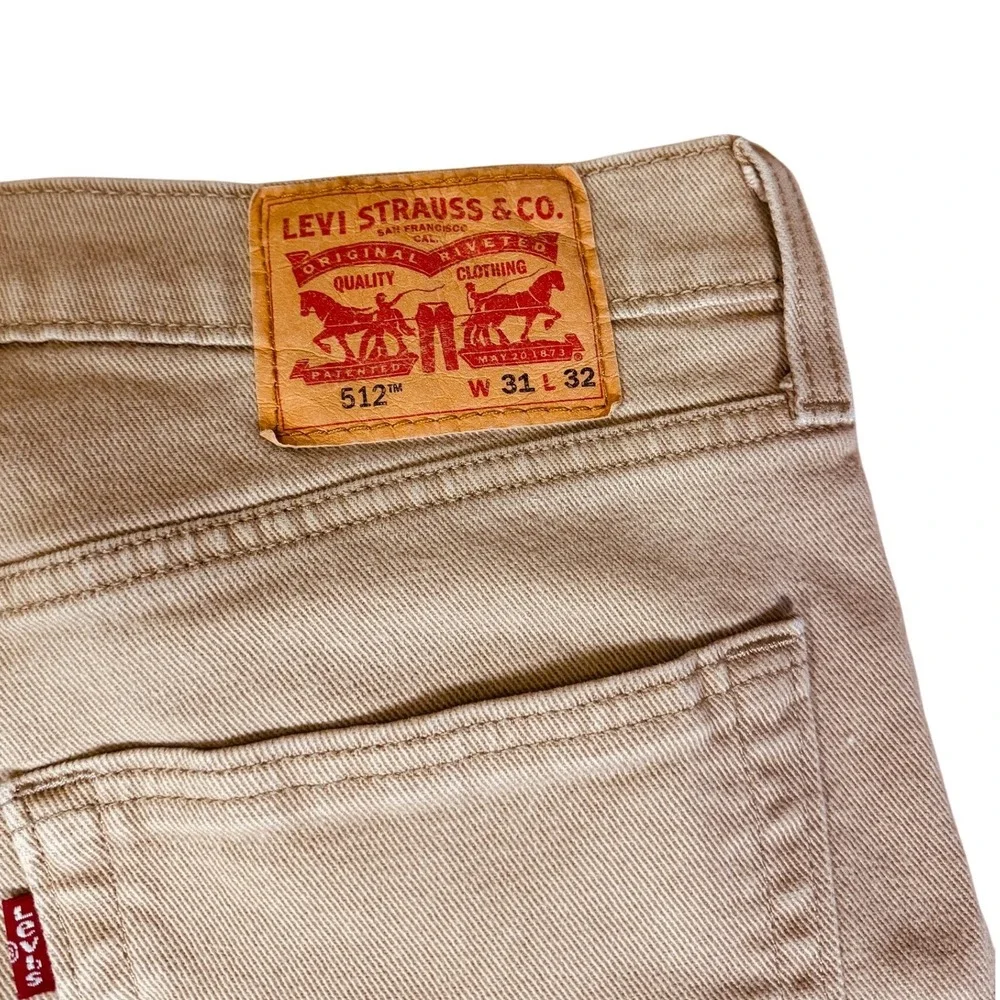 Levi's‎ 512 Slim Taper Jeans 31x32 Khaki Tan Men's Casual Pants Work Wear EUC